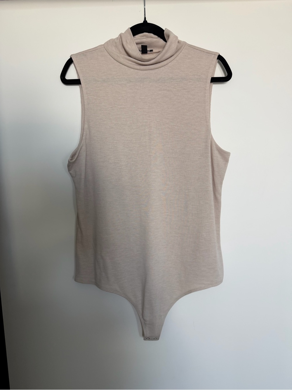 Express Sleeveless Mock Neck Bodysuit in Beige